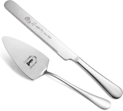 Cake Cutting Set for Wedding, Silver Wedding Cake Knife and Server Set, Cake Cutter Server Set Bridal Show Gifts Engagement Anniversary Birthday Gifts - VARLKA