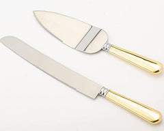 VARLKA Wedding Cake Knife and Server Set, Cake Cutting Set for Wedding, Personalized Stainless Steel Blade and ABS Gold Plated Handle Cake Cutter & Pie Server Set for Birthdays, Anniversary, Parties - VARLKA