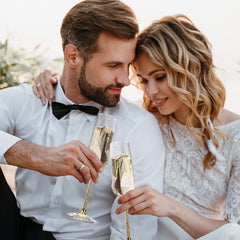 VARLKA Wedding Cake Knife and Server Set, Champagne Flutes Print Mr and Mrs for Bride and Groom Toasting Glasses Engagement & Wedding Gifts - VARLKA