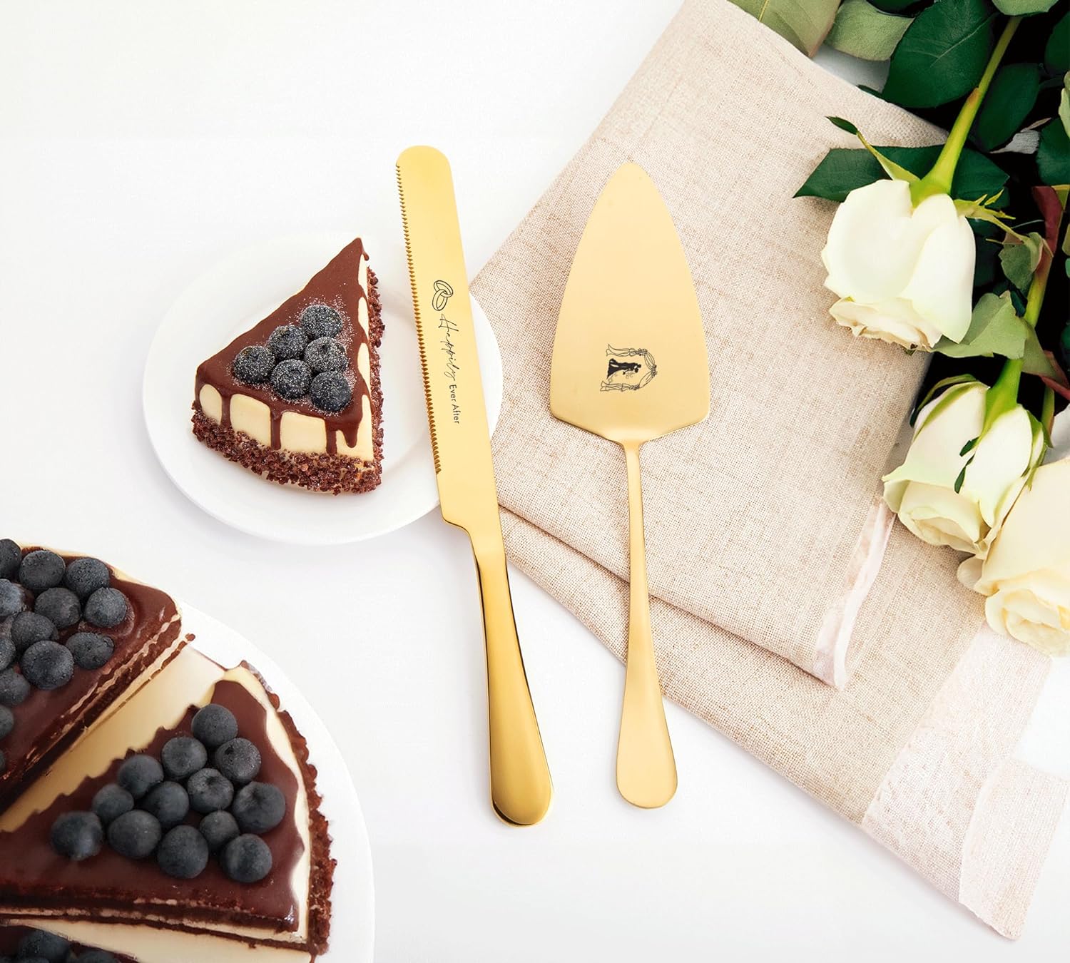 Cake Cutting Set for Wedding, Silver Wedding Cake Knife and Server Set, Cake Cutter Server Set Bridal Show Gifts Engagement Anniversary Birthday Gifts - VARLKA