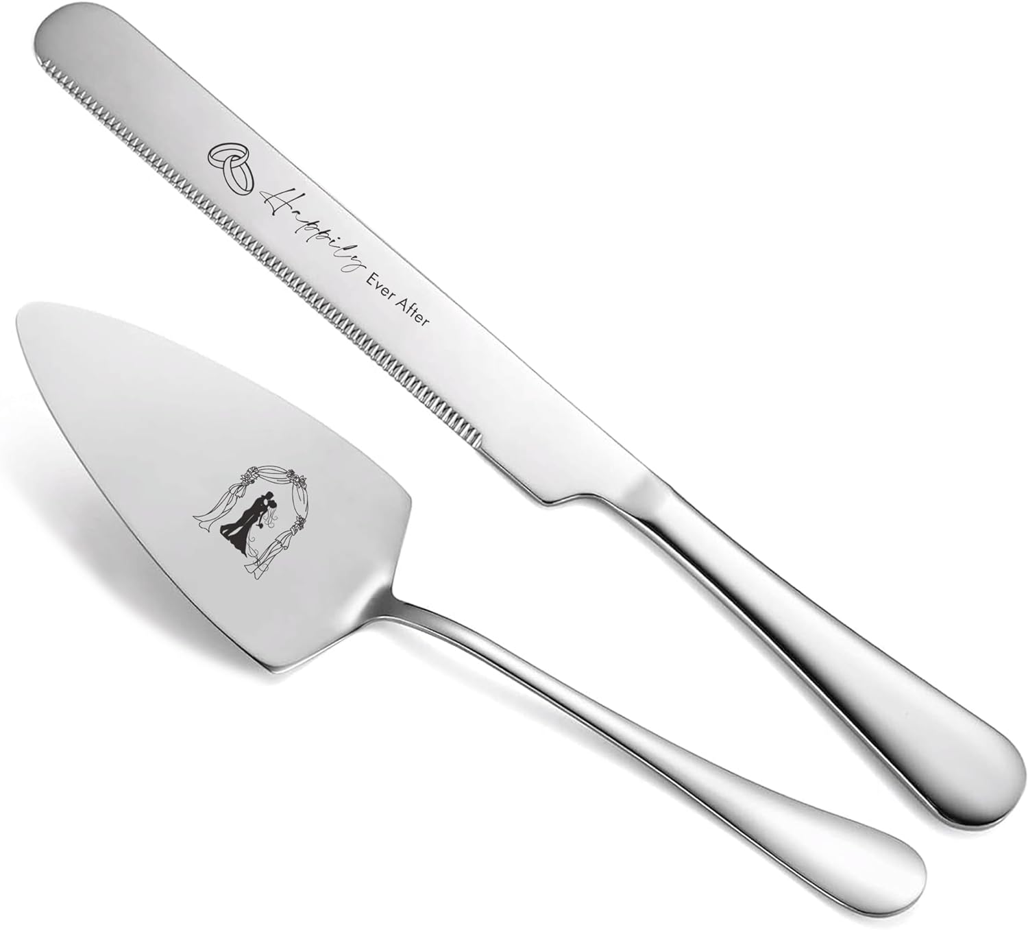 Cake Cutting Set for Wedding, Silver Wedding Cake Knife and Server Set, Cake Cutter Server Set Bridal Show Gifts Engagement Anniversary Birthday Gifts - VARLKA