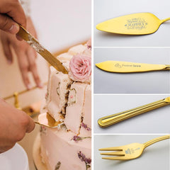 Wedding Cake Knife and Server Set with Cake Forks, Cake Cutting Set for Wedding Anniversary Christmas Birthday Gifts - VARLKA