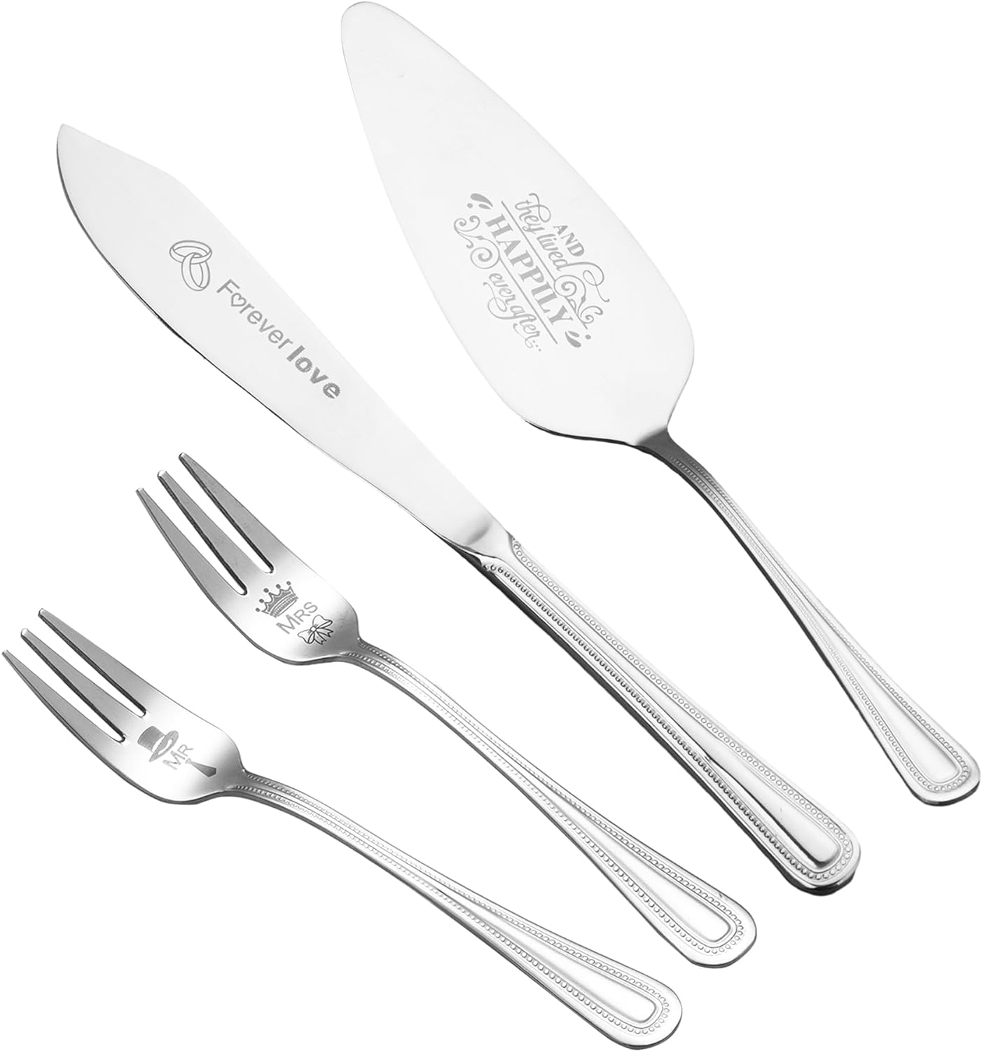 Wedding Cake Knife and Server Set with Cake Forks, Cake Cutting Set for Wedding Anniversary Christmas Birthday Gifts - VARLKA