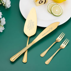 Wedding Cake Knife and Server Set with Cake Forks, Cake Cutting Set for Wedding Anniversary Christmas Birthday Gifts - VARLKA