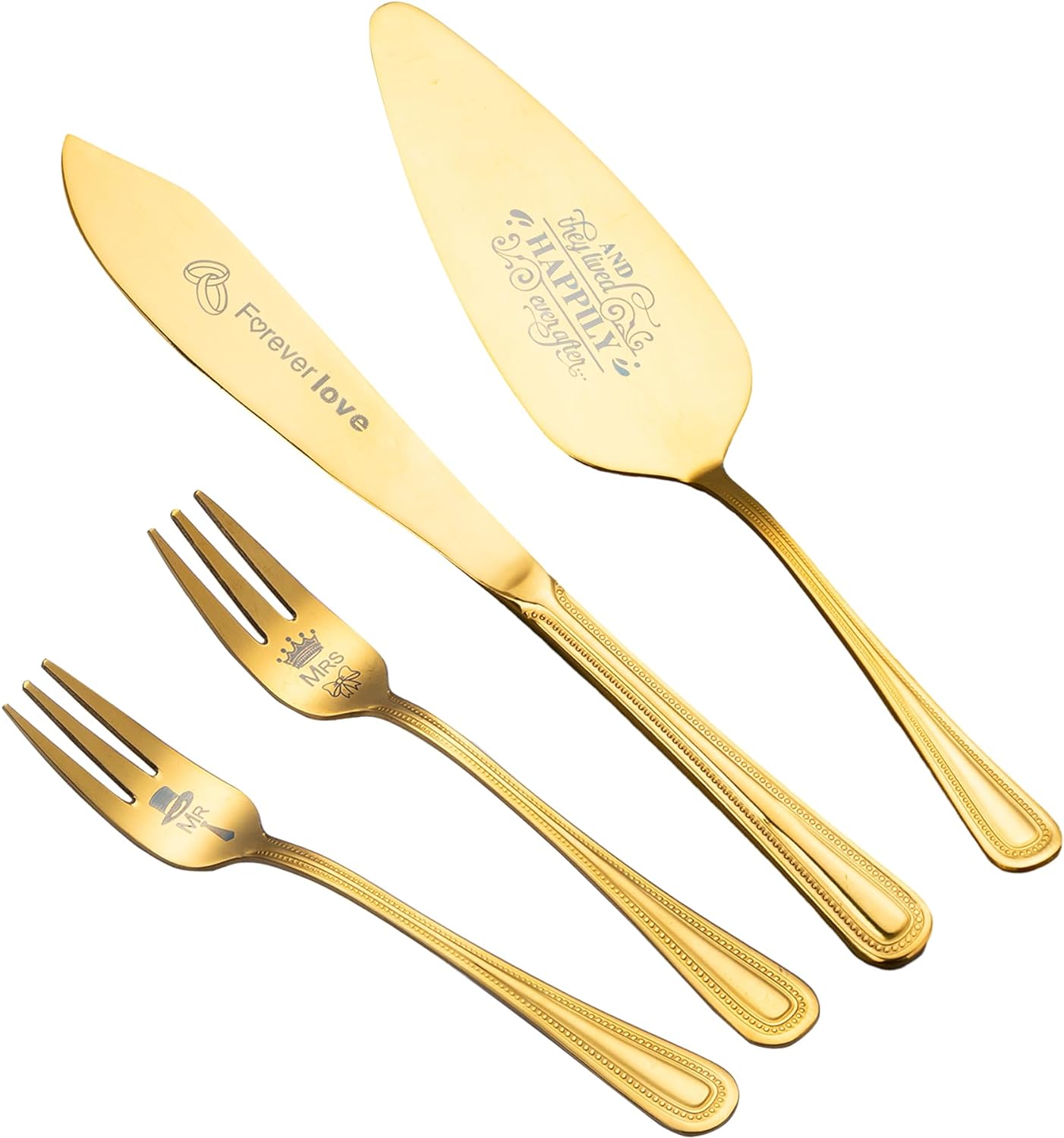 Wedding Cake Knife and Server Set with Cake Forks, Cake Cutting Set for Wedding Anniversary Christmas Birthday Gifts - VARLKA