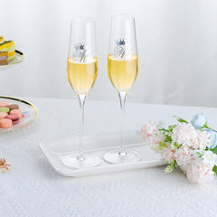 Wedding Champagne Flutes Set of 2 for Mr and Mrs, 7oz Crystal Bride and Groom Champagne Glasses Wedding Gifts Engagement Gift for Couples, Bridal Shower Gift - VARLKA